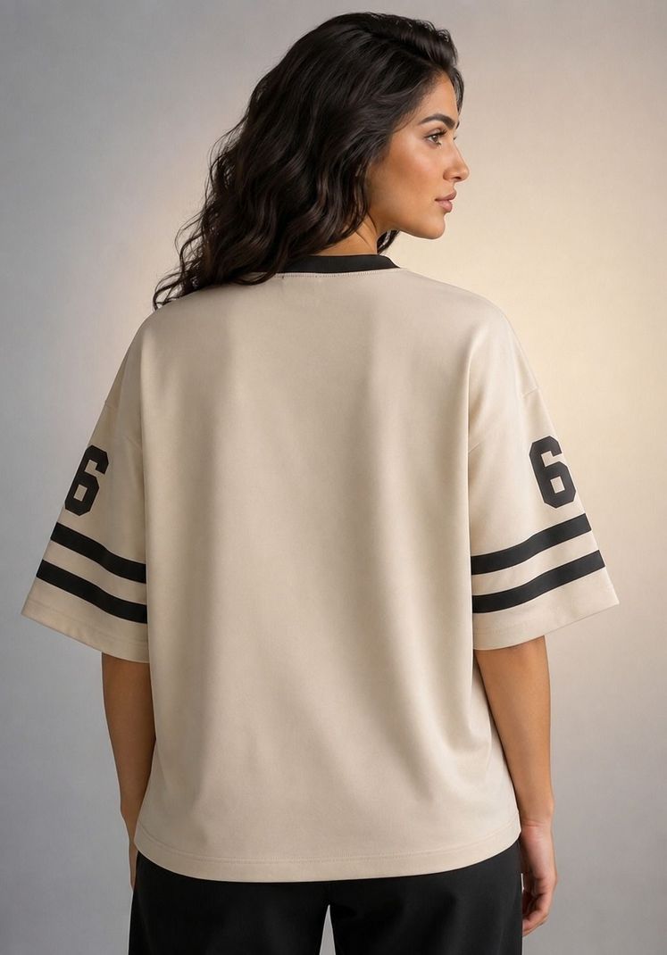 HZONIC Women Beige Cotton T-Shirt - Image 3