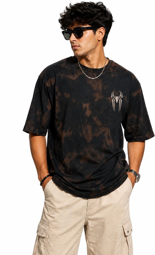 Klyra Club Men Tie & Dye Black Cotton T-Shirt - Image 3