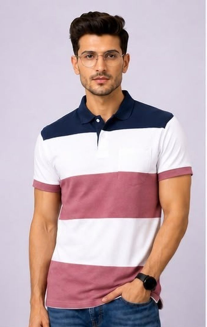 Triptee Men Multicolor Polo Neck T-Shirt - Image 2