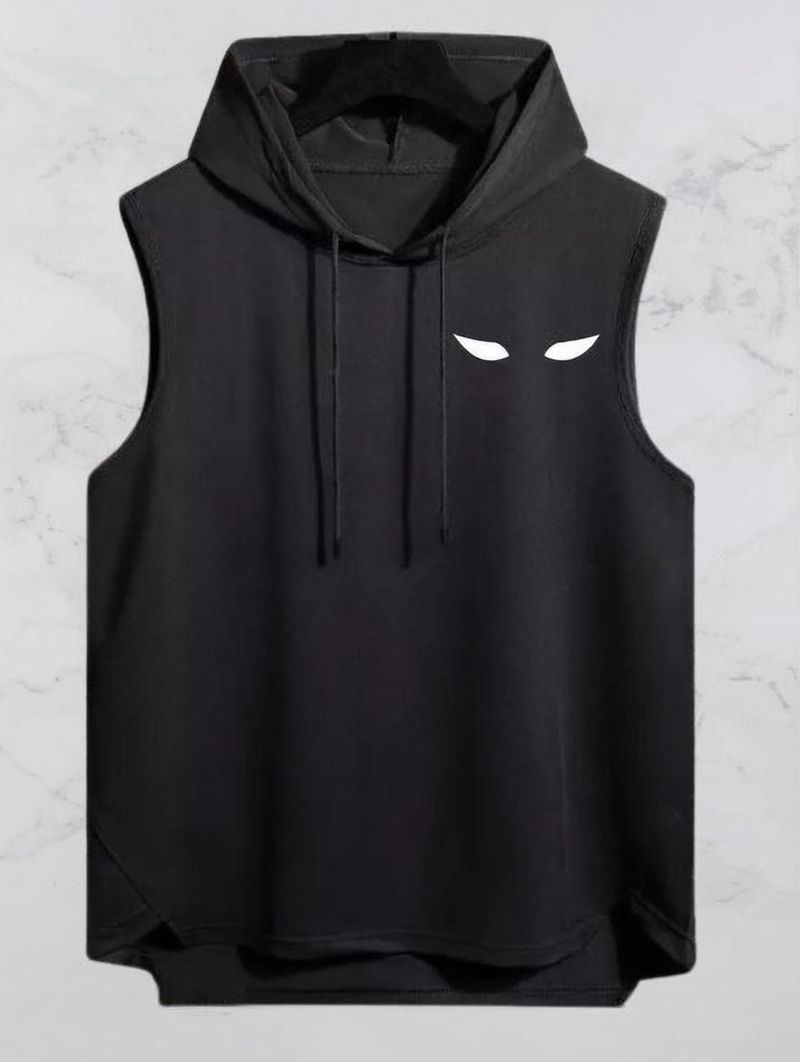Mundali Men's t-shirt hooded sendo black color, gym wear, black sendo t-shirts for men Men Printed Hooded Neck Polyester Black T-Shirt - Image 5