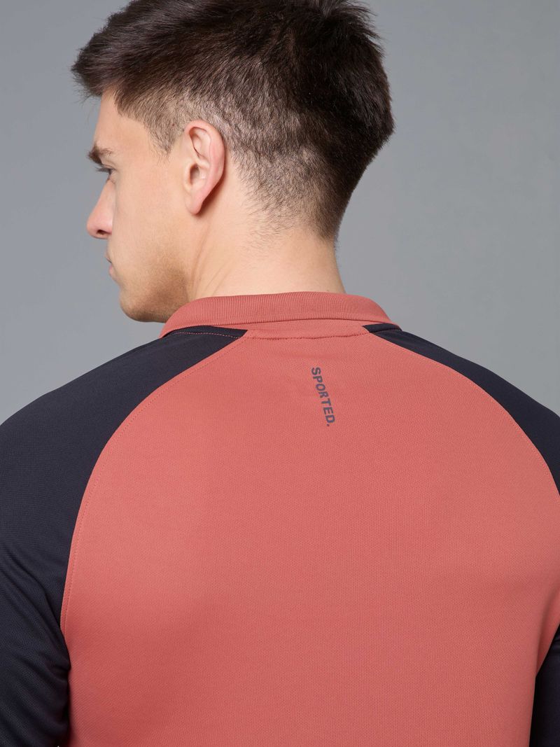 TechnoSport Men Red Colorblock Polo Neck T-Shirt - Image 4