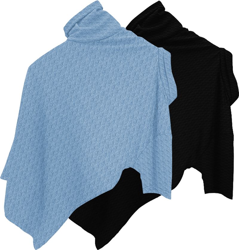 KAJARU Men Zip Neck Polyester T-Shirt Pack of 2 Black, Light Blue - Image 3