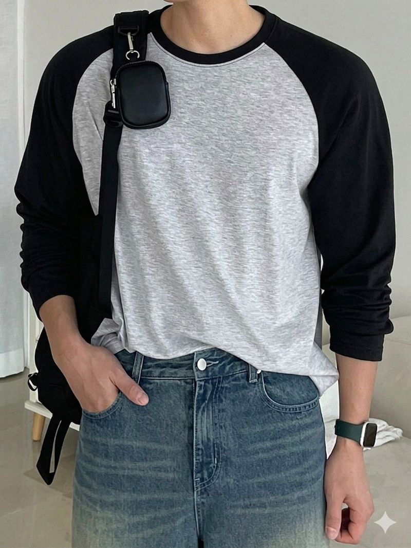 Men Black, Grey Colorblock Cotton T-Shirt - Image 5