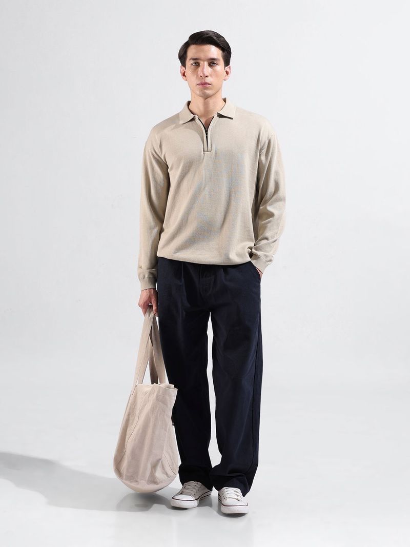 The Indian Garage Co. Men Beige Polo Neck T-Shirt - Image 5
