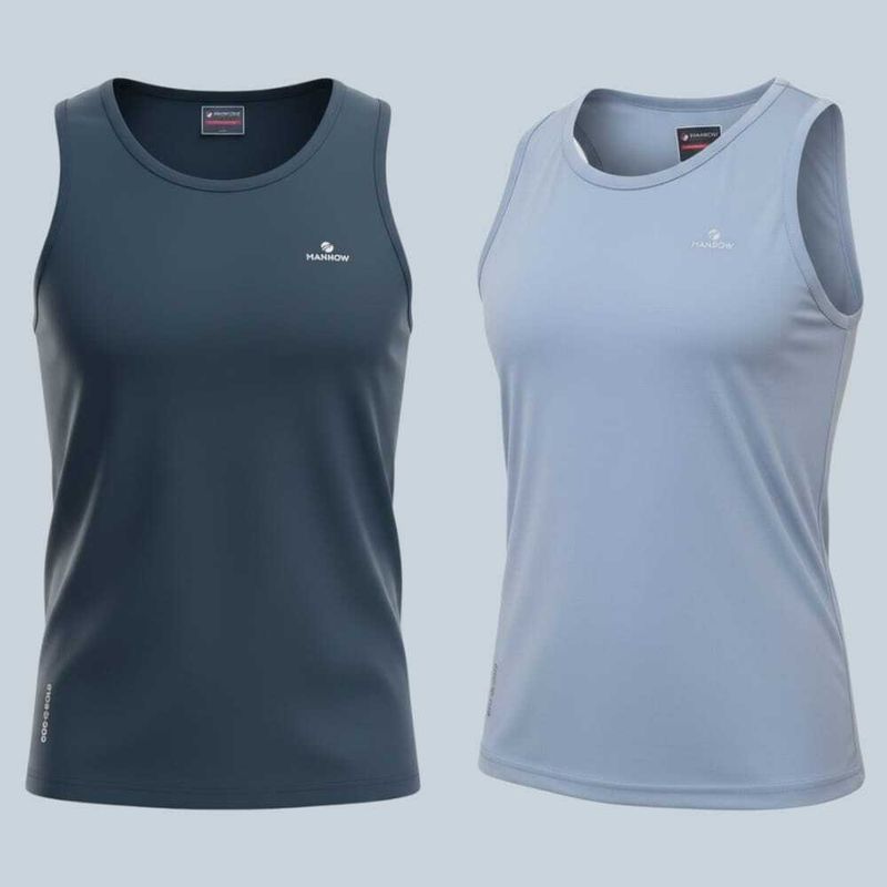 MANBOW Pack of 2 Men Solid Scoop Neck Polyester Grey, Light Blue T-Shirt - Image 5