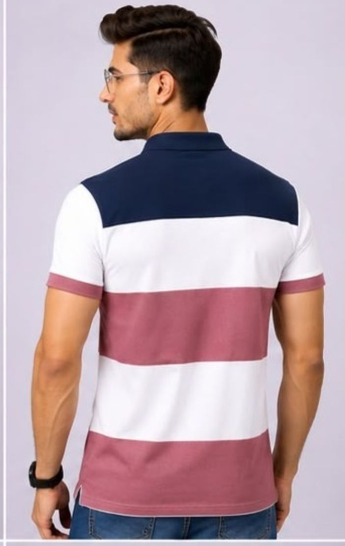 Triptee Men Multicolor Polo Neck T-Shirt - Image 3