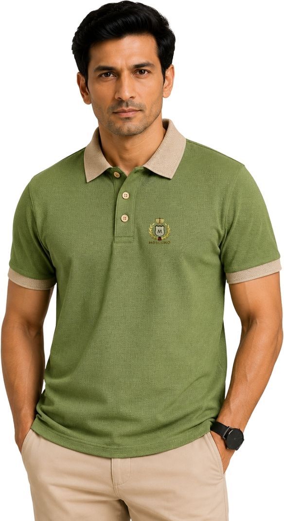 Rikaro Men Light Green Polo Neck T-Shirt - Image 3