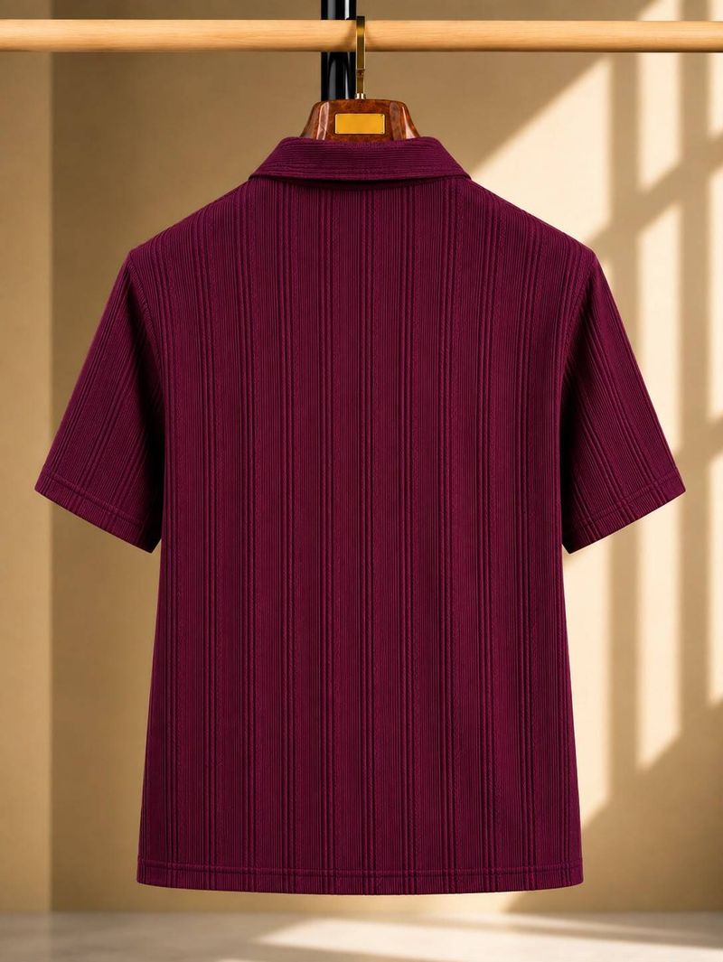 VGETRENDZ Men Striped Polo Neck Polycotton Purple T-Shirt - Image 5