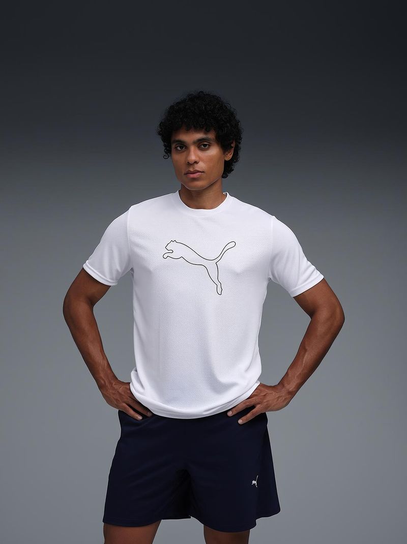 PUMA Men White Polyester Crew Neck T-Shirt - Image 2