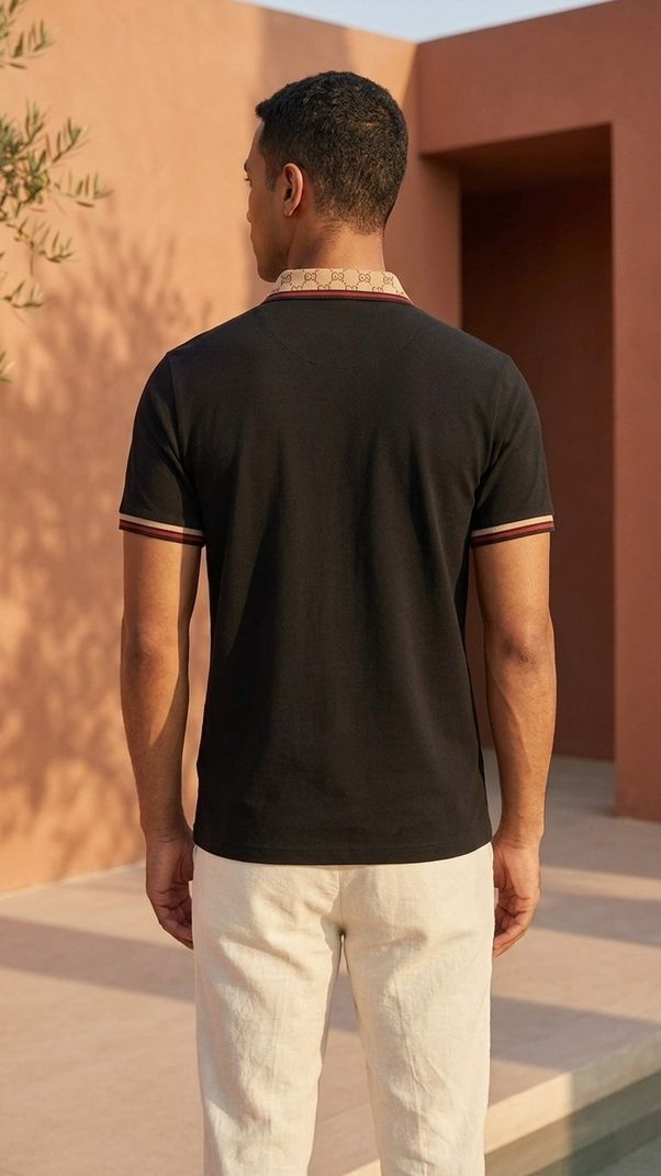DLooK Designer Men Printed Polo Neck Polycotton Black T-Shirt - Image 7