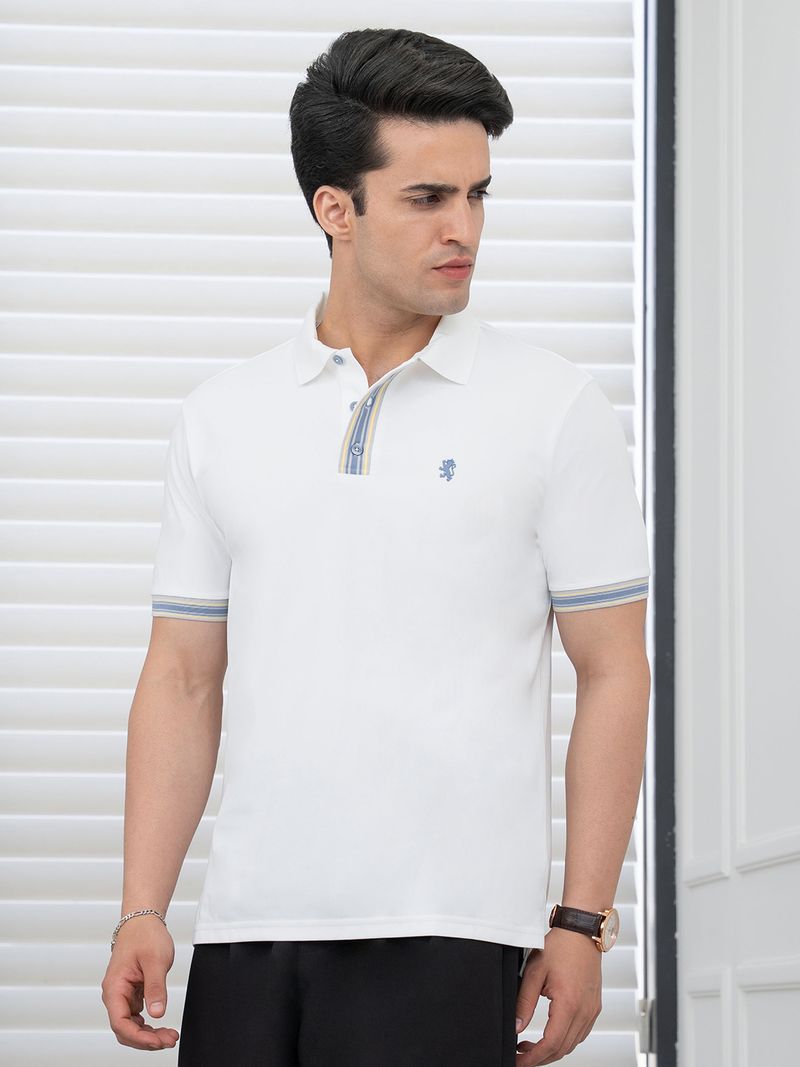 RED TAPE Men White Polyester Polo Neck T-Shirt - Image 6
