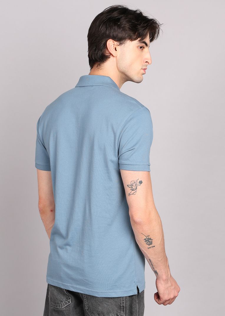 United Colors of Benetton Men's Blue Polo Neck T-Shirt - Image 5