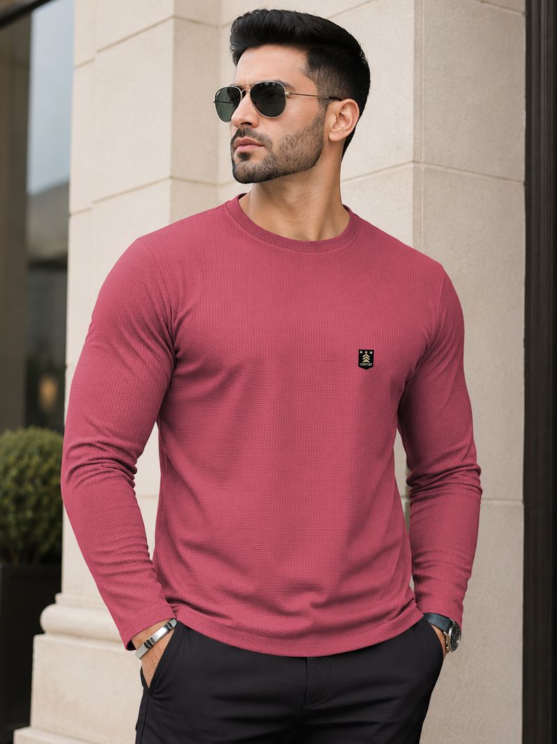 VeBNoR Men Pink Cotton Blend T-Shirt - Image 2