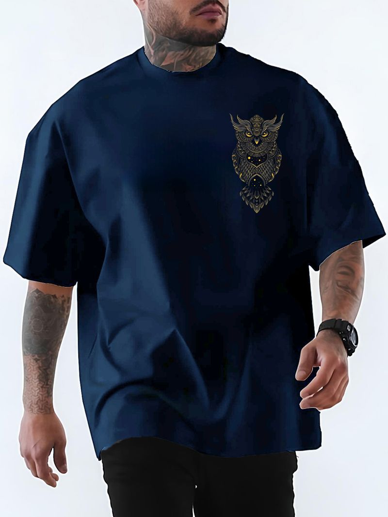 HADAR Men Navy Blue Cotton Blend T-Shirt - Image 5