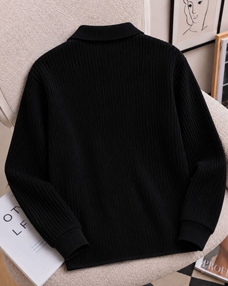 Men Polo Neck Cotton Blend Black T-Shirt - Image 3