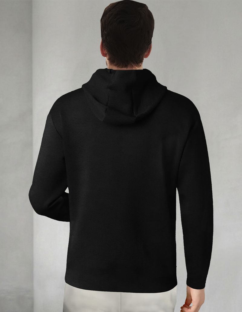 SPECTATOR Men Black Hooded Neck Cotton Blend T-Shirt - Image 3