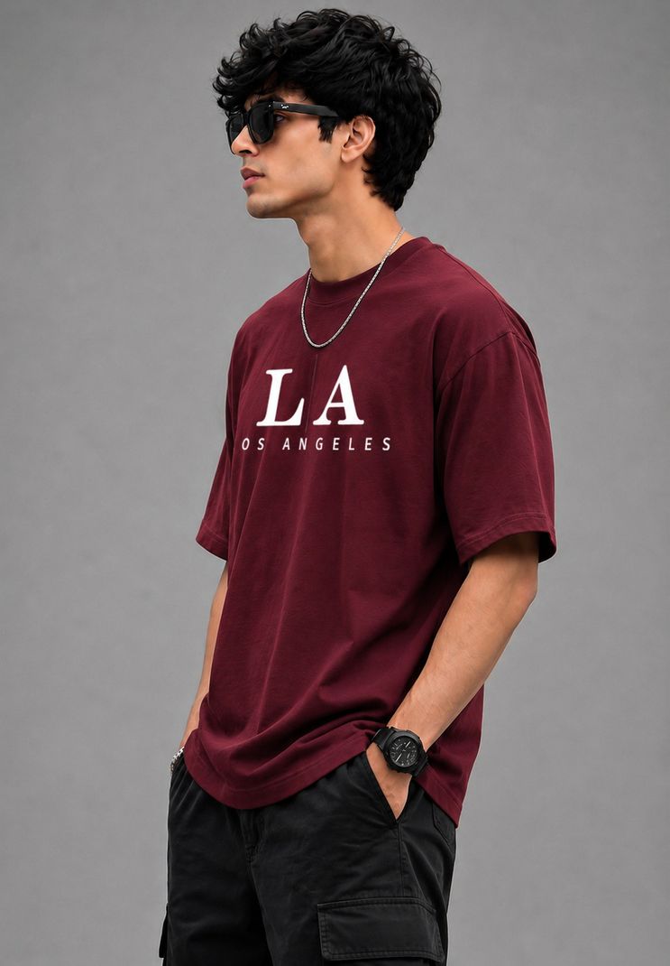 Vigilante Men Maroon Cotton T-Shirt - Image 4
