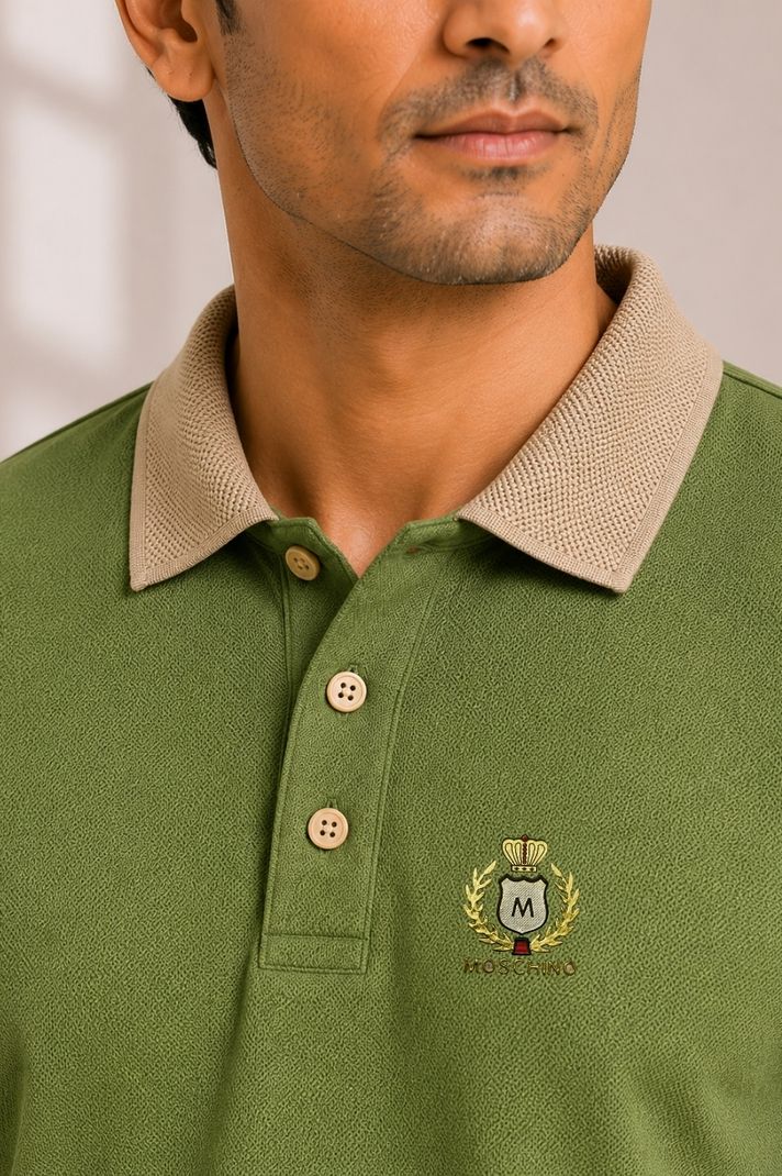 Rikaro Men Light Green Polo Neck T-Shirt - Image 5