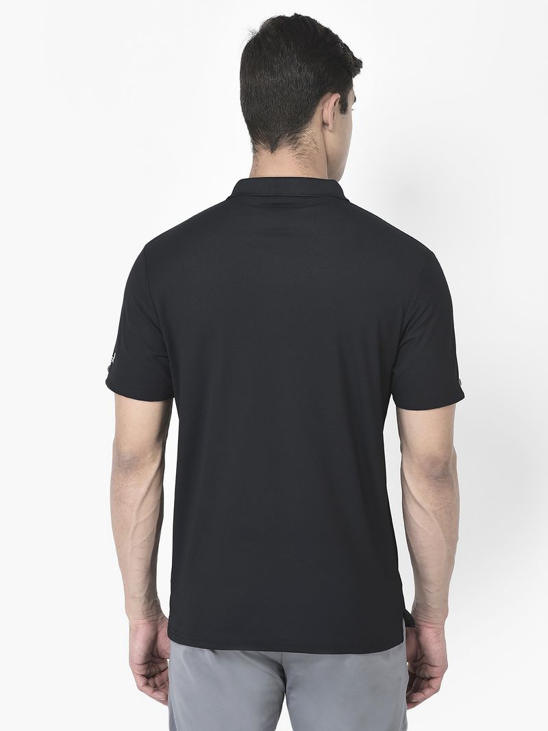Sport Sun Men Black Striped Polo Neck T-Shirt - Image 4