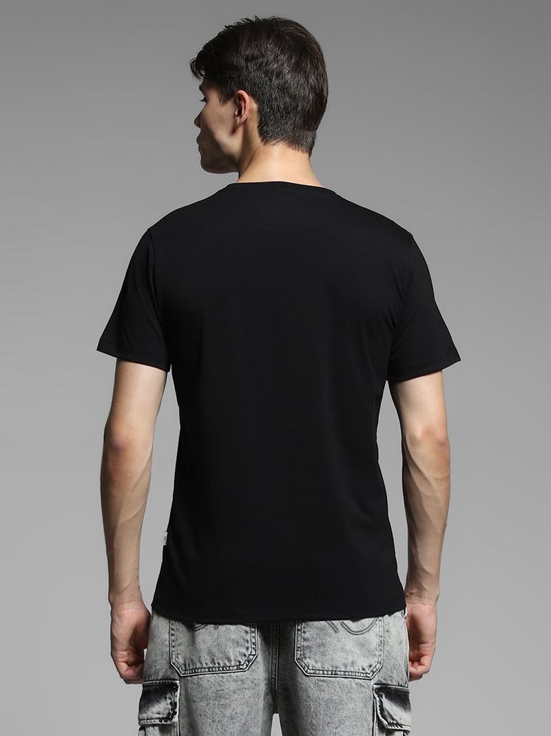 JACK & JONES Men Typography Round Neck Cotton Blend Black T-Shirt - Image 5