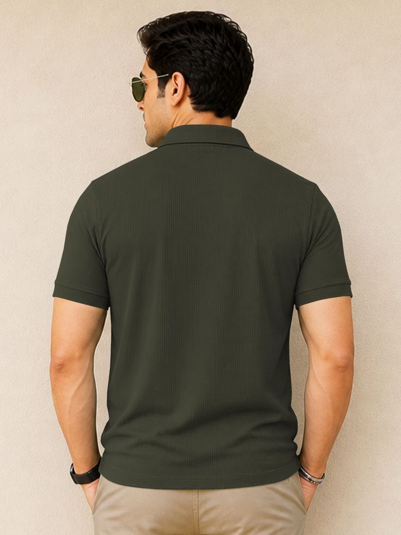 VeBNoR Green Polyester Polo Neck T-Shirt - Image 3