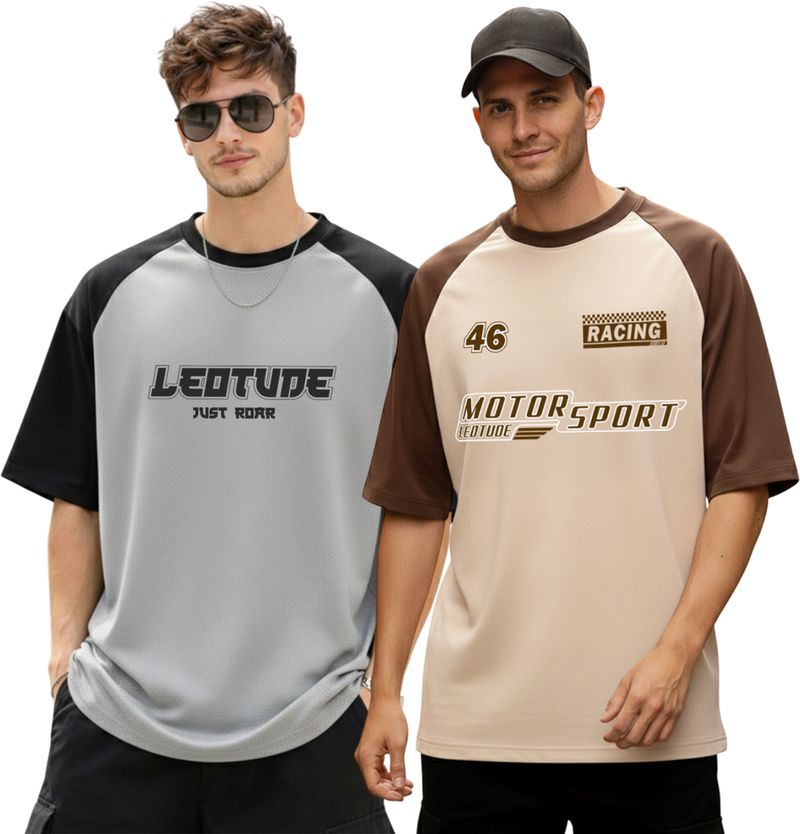Leotude Men Multicolor Cotton Blend T-Shirt - Image 2