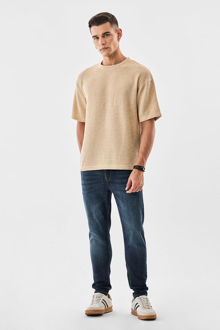 Snitch Men Beige Polyester Crew Neck T-Shirt - Image 6