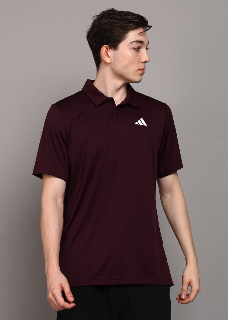 Men Solid Polo Neck Polyester Red T-Shirt - Image 2