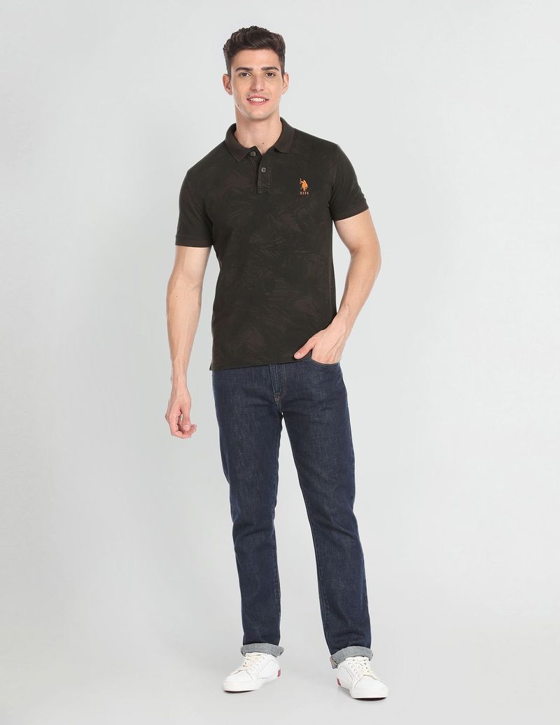 U.S. POLO ASSN. Men Green Polo Neck Cotton T-Shirt - Image 5