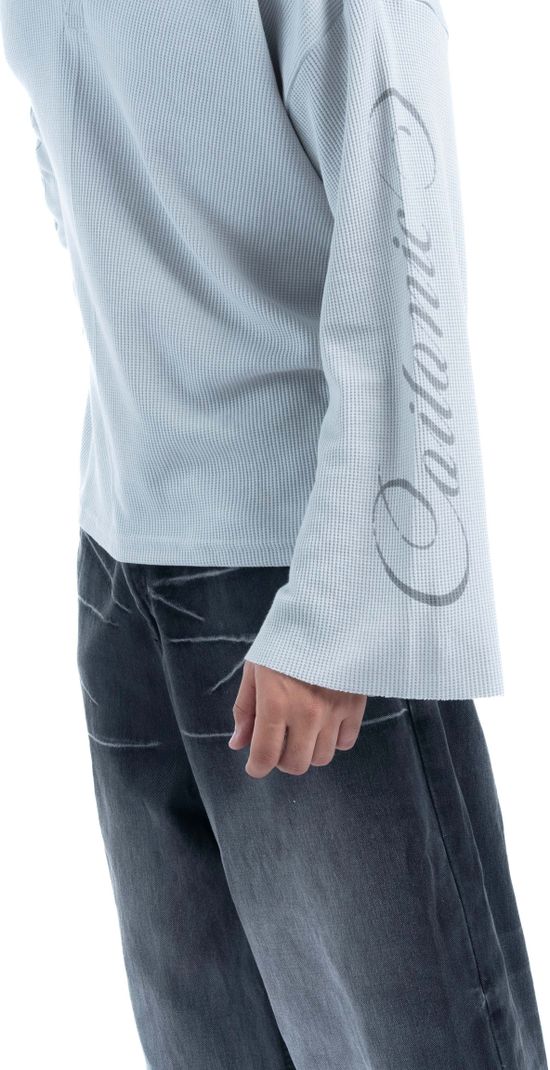 COITONIC Men Grey Mandarin Collar Cotton T-Shirt - Image 6
