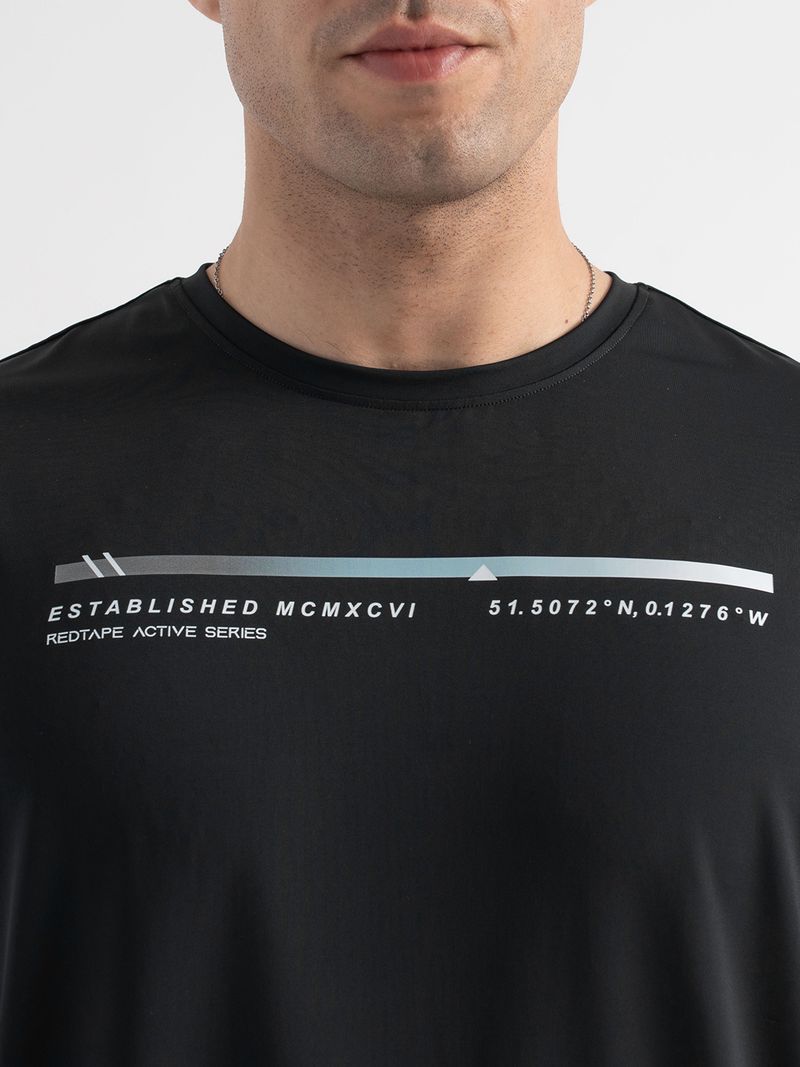 RED TAPE Men Black Nylon T-Shirt - Image 5