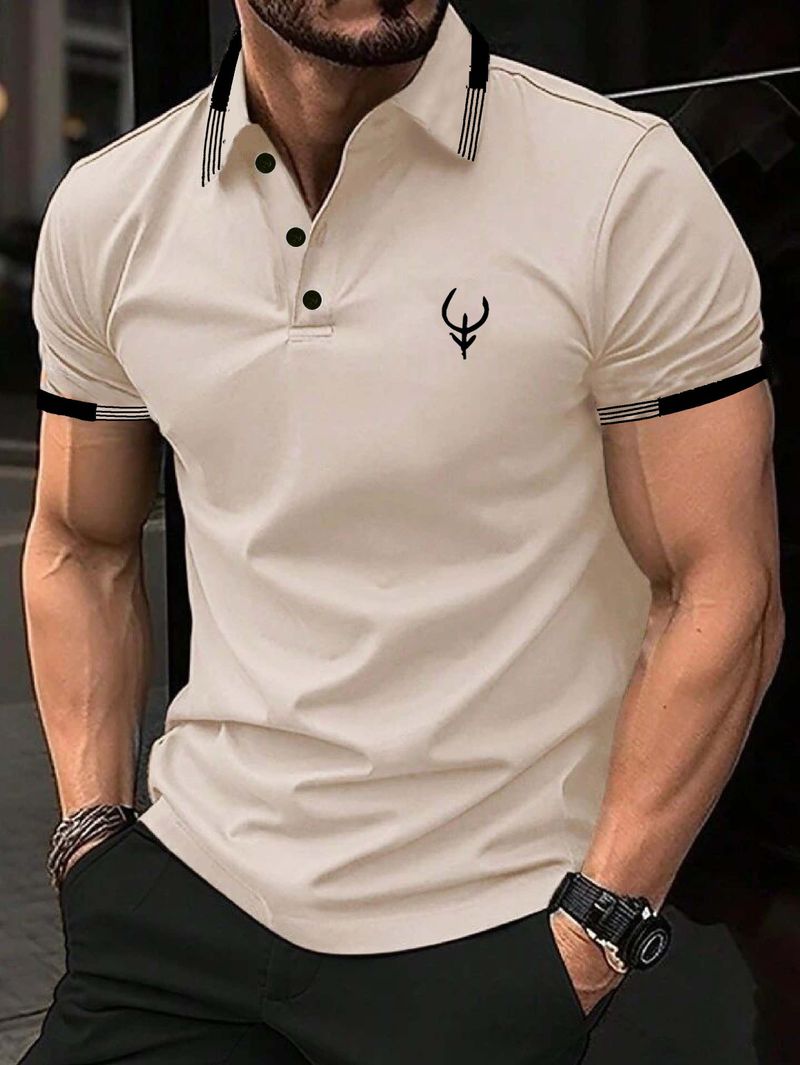 R.Code by The Roadster Life Co. Men Beige Polo Neck T-Shirt - Image 2