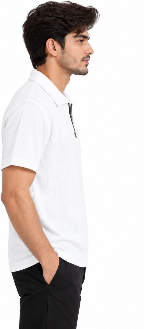 SRENTERPRISES Men White Cotton Blend Polo T-Shirt - Image 7