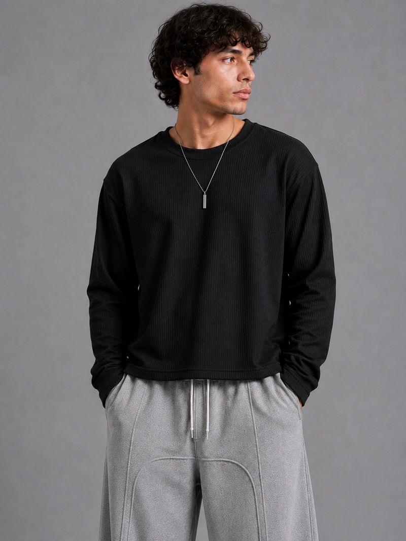 DAHZ Men Black Polycotton T-Shirt - Image 2