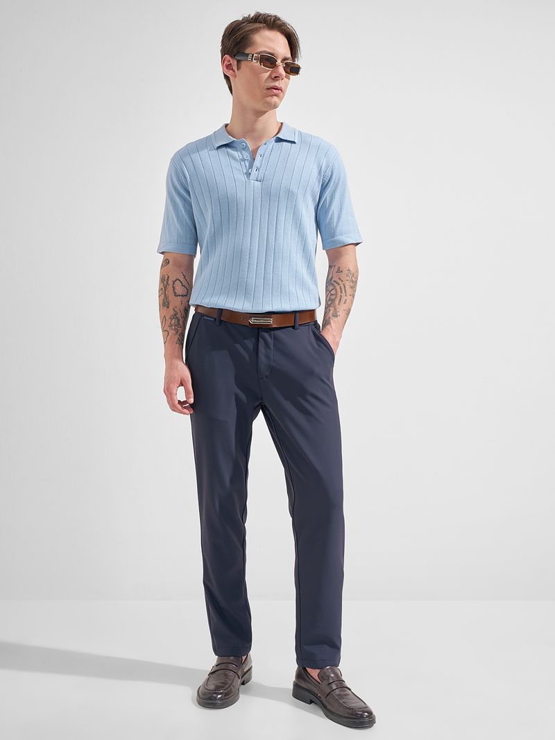 HIGHLANDER Men Light Blue Polo Neck T-Shirt - Image 4