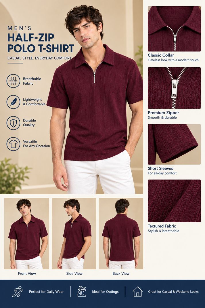 VGETRENDZ Men Striped Polo Neck Polycotton Purple T-Shirt - Image 4