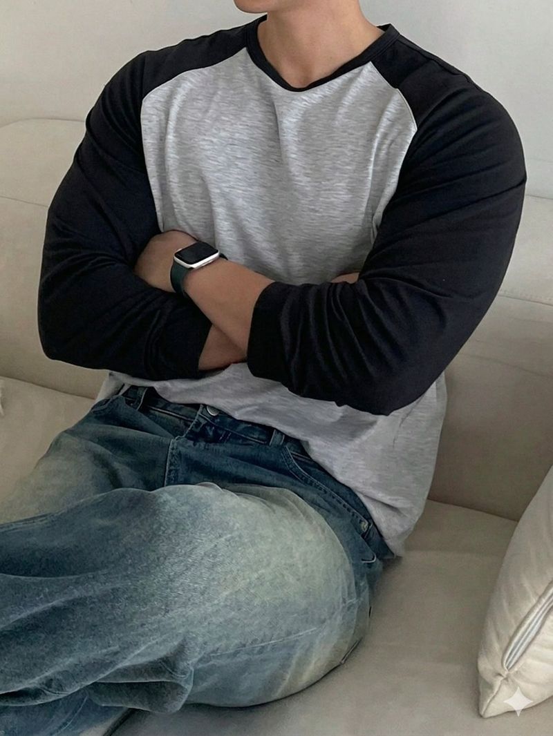 Men Black, Grey Colorblock Cotton T-Shirt - Image 3