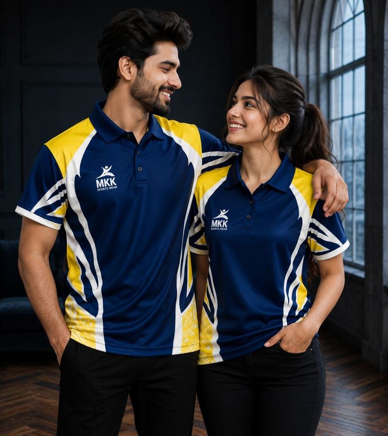 MKKAhir Couple Graphic Print, Printed Polo Neck Polyester Multicolor T-Shirt - Image 4