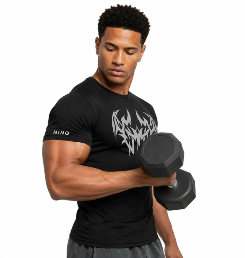NINQ Men Black Polyester T-Shirt - Image 3