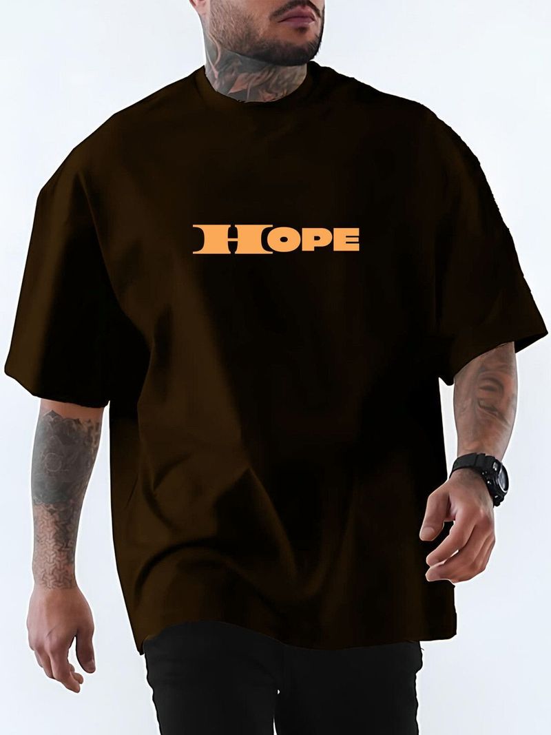 HADAR Men's Graphic Print Round Neck Brown T-Shirt - Image 3