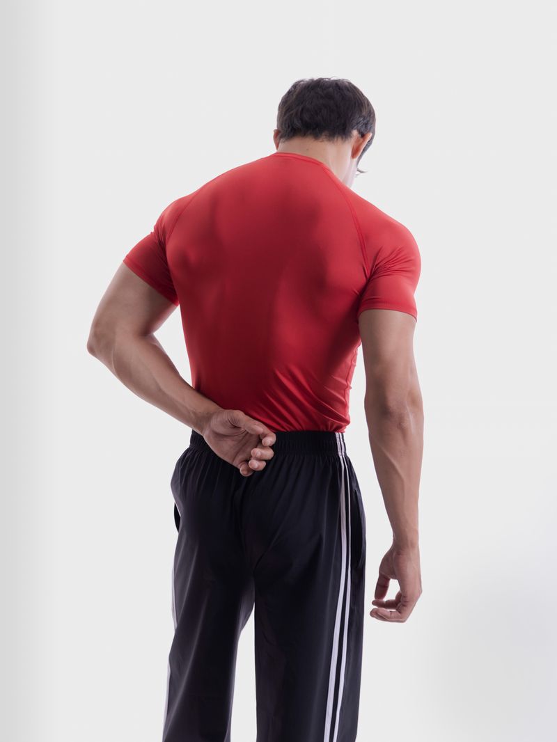 Men Red Polyester Printed T-Shirt - Image 3