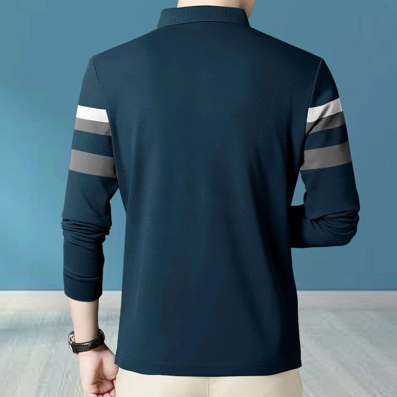 GARBLY Men Striped Polo Neck Cotton Blend Green T-Shirt - Image 6