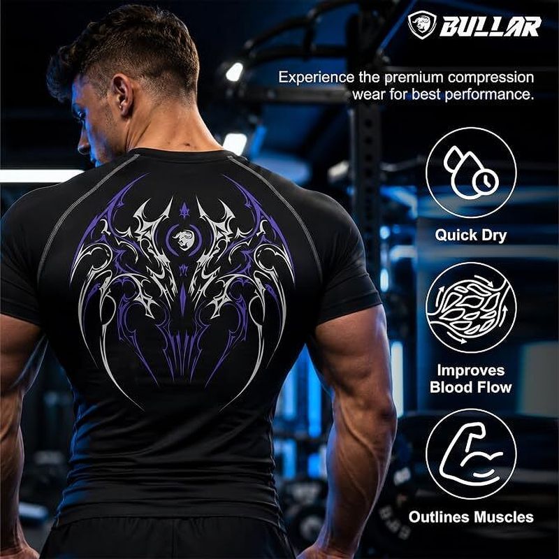 BULLAR Men Graphic Print Round Neck Polyester T-Shirt (Black) - Image 3