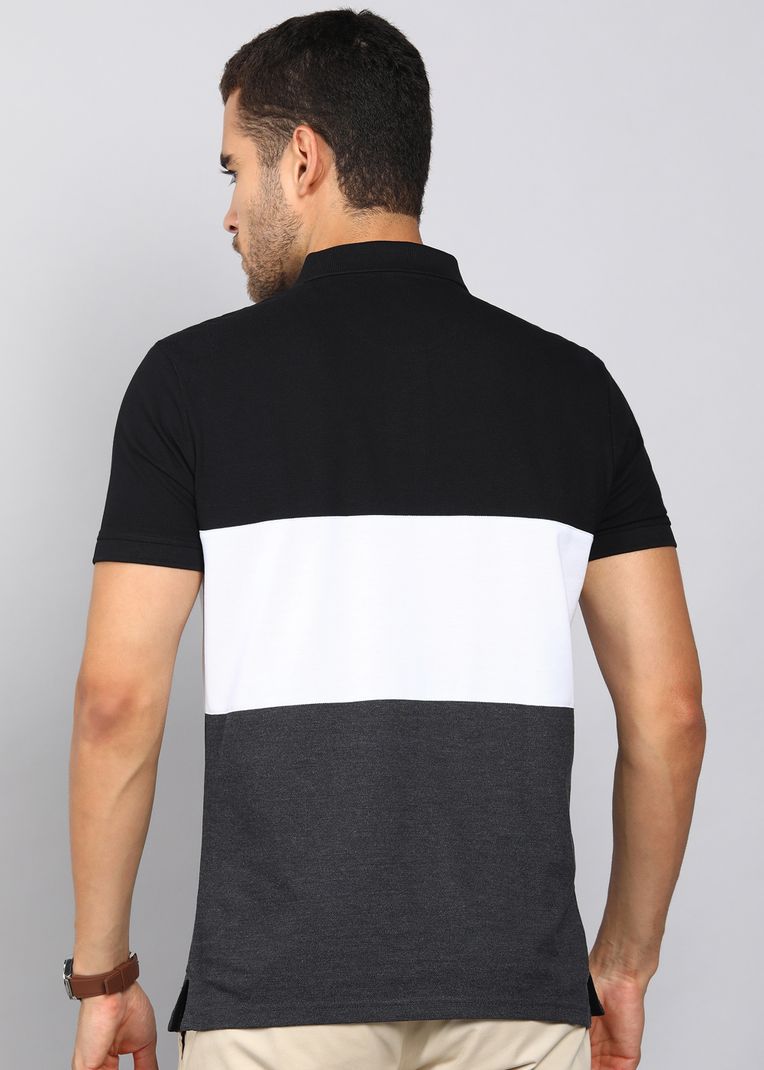 Allen Solly Men Colorblock Polo Neck Cotton Blend White T-Shirt - Image 6