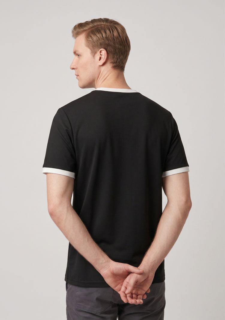Septem Men's 2-Pack White, Black Polycotton T-Shirts - Image 6