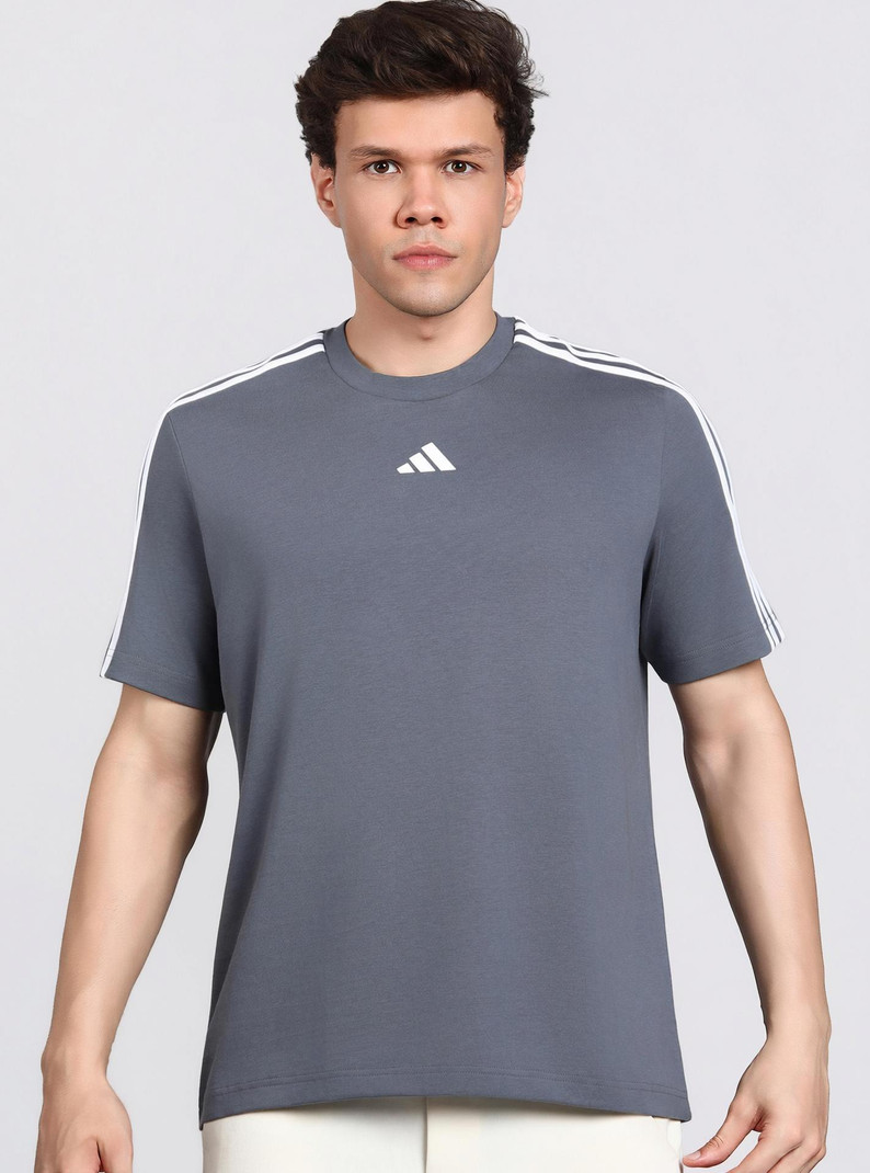 Men Solid Round Neck Cotton Blend Black T-Shirt