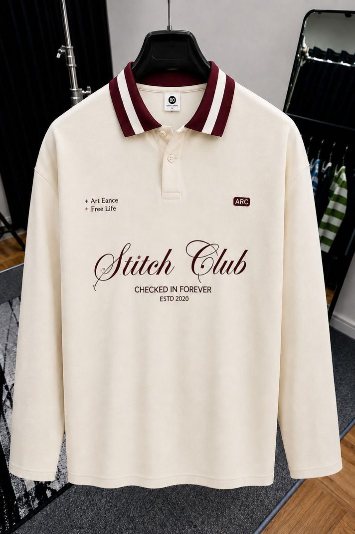 WOMENPRIDE Men Striped Polo Neck Polycotton Beige T-Shirt - Image 2