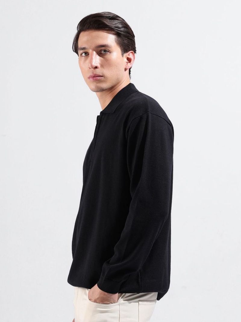 The Indian Garage Co. Men Black Polo Neck T-Shirt - Image 4