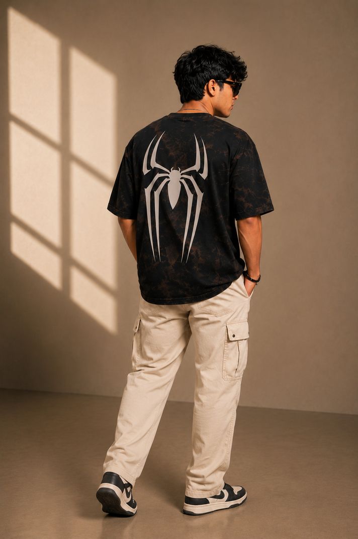 Klyra Club Men Tie & Dye Black Cotton T-Shirt - Image 5