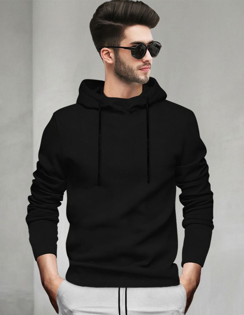 SPECTATOR Men Black Hooded Neck Cotton Blend T-Shirt - Image 2